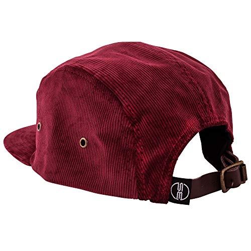 Blackskies Crimson 5 Panel Tiene | Hombres Mujeres Premium Béisbol Gorra Papá Snapback Strapback Hip Hop Urban Corduroy Vino Rojo