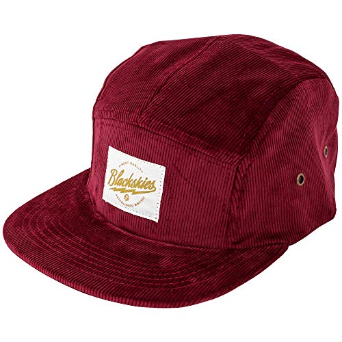 Blackskies Crimson 5 Panel Tiene | Hombres Mujeres Premium Béisbol Gorra Papá Snapback Strapback Hip Hop Urban Corduroy Vino Rojo