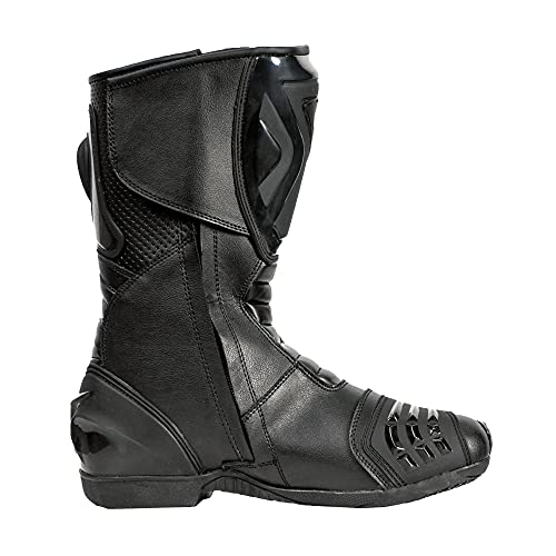 Bohmberg - Botas de moto, botas de piel deportivas, impermeables, de cuero estable protectores rígidos integrados - 43