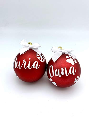 Bolas de Navidad Personalizadas Rojas Nombre Pack 4 Decoración Árbol de Navidad Regalo