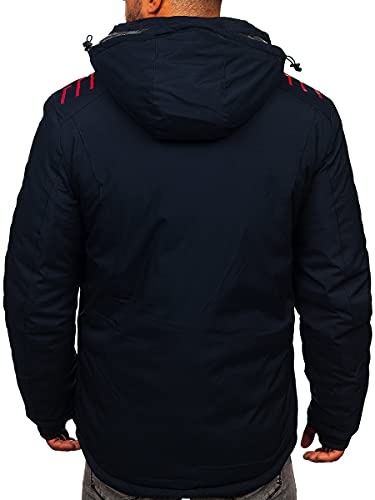 BOLF Hombre Chaqueta Esqui De Invierno con Capucha Cierre de Cremallera Ropa de Snowboard Jacket Cazadora Plumas Ocio Deporte Fitness Estilo Deportivo 6580 Azul Oscuro L [4D4]