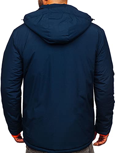 BOLF Hombre Chaqueta Esqui De Invierno con Capucha Cierre de Cremallera y Botones Ropa de Snowboard Jacket Cazadora Plumas Ocio Deporte Fitness Estilo Deportivo HH011 Azul Oscuro S [4D4]