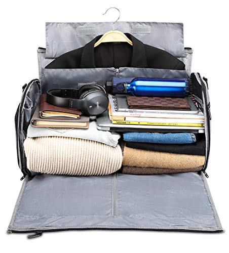 Bolsa de Almacenamiento de Traje Plegable Bolsa de Gimnasio Bolsa de Viaje de Negocios con Compartimento para Zapatos Impermeable y Duradera Seca y Húmeda Separada,Gray