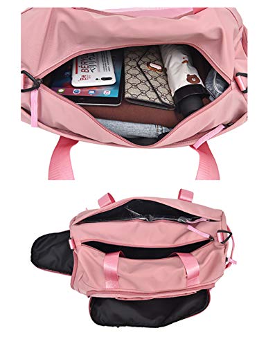 Bolsa de Viaje con Almacenamiento Húmedo y Seco y Compartimento para Zapatos Resistente al Agua y Duradera Bolsa de Trabajo para Llevar Maquillaje y Accesorios,Pink