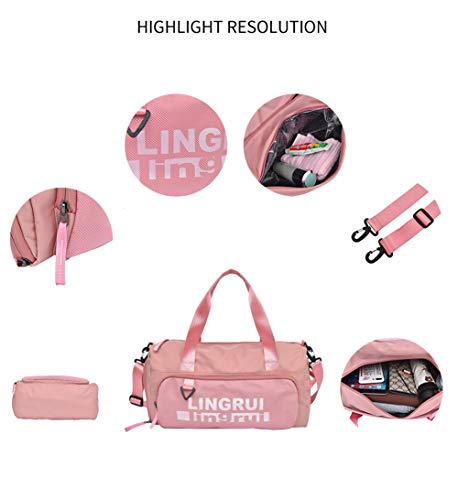 Bolsa de Viaje con Almacenamiento Húmedo y Seco y Compartimento para Zapatos Resistente al Agua y Duradera Bolsa de Trabajo para Llevar Maquillaje y Accesorios,Pink