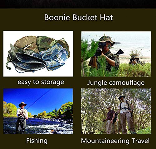 Boonie Hat,Sombrero de Cubo Protección Solar CP Camuflaje Cubo Sombrero para la Pesca Al Aire Libre Camping Ciclismo Caza Golf Senderismo Hombres y Mujeres