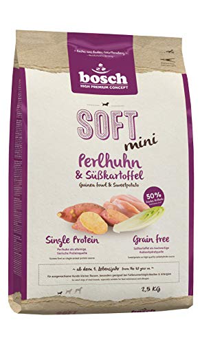 bosch HPC SOFT Mini Guinea Fowl & Sweet Potato | Alimento semi-montado para perros adultos de razas pequeñas | Sin grano | 1 x 2,5 kg