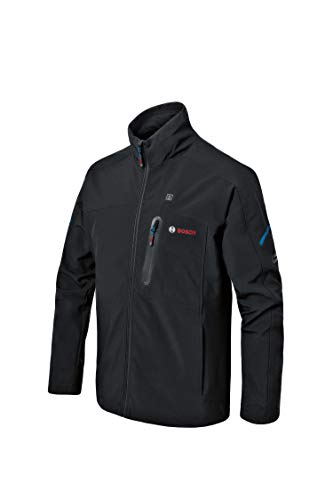 Bosch Professional GHJ 12+18V XA - Chaqueta calefactable a batería (Softshell, negra, talla S, 1 batería 12V x 2.0 Ah)