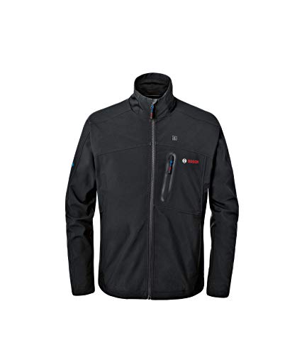 Bosch Professional GHJ 12+18V XA - Chaqueta calefactable a batería (Softshell, negra, talla S, 1 batería 12V x 2.0 Ah)