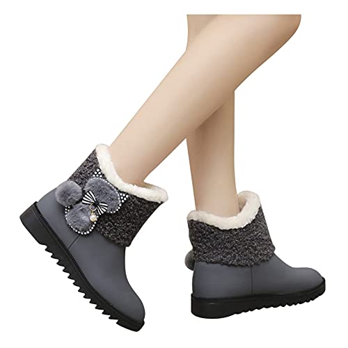 Botas De Nieve Mujer Botas de Mujer Zapatos Antideslizantes Trekking Zapatos Invierno Mujer Botas de Nieve Forradas Calientes Zapatillas Botines Planas con Cremallera (B07Gray, EU40)