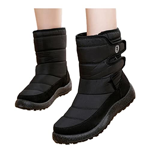 Botas Mujer Invierno Trekking Boots Antideslizantes Botas de Nieve Impermeables Zapatos (Black, EU38)