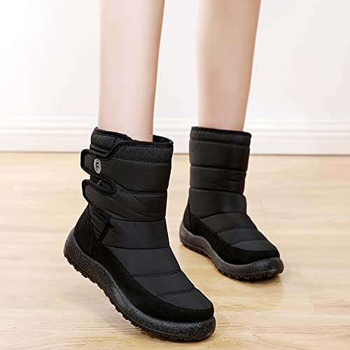 Botas Mujer Invierno Trekking Boots Antideslizantes Botas de Nieve Impermeables Zapatos (Black, EU38)