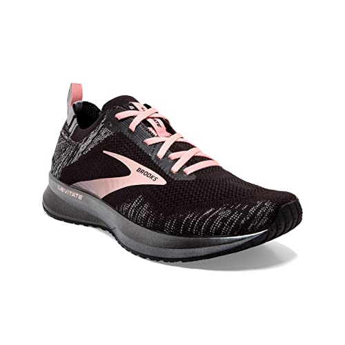 Brooks Womens Levitate 4 Running Shoe - Black/Grey/Coral Cloud - B - 5