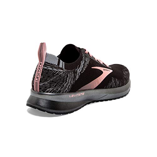 Brooks Womens Levitate 4 Running Shoe - Black/Grey/Coral Cloud - B - 5