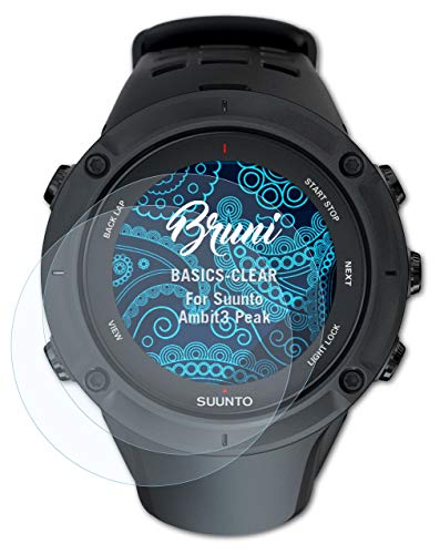 Bruni Película Protectora Compatible con Suunto Ambit3 Peak Protector Película, Claro Lámina Protectora (2X)