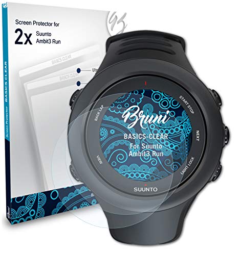 Bruni Película Protectora Compatible con Suunto Ambit3 Run Protector Película, Claro Lámina Protectora (2X)