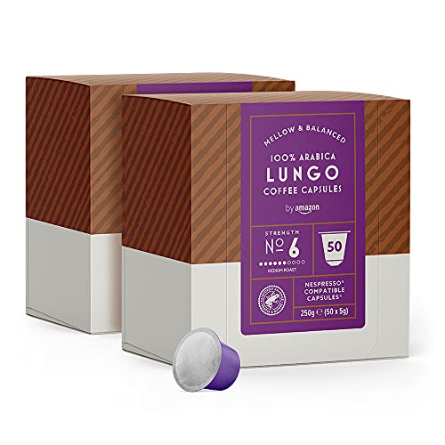 by Amazon Cápsulas Lungo, compatibles con Nespresso - 100 cápsulas (2 x 50)