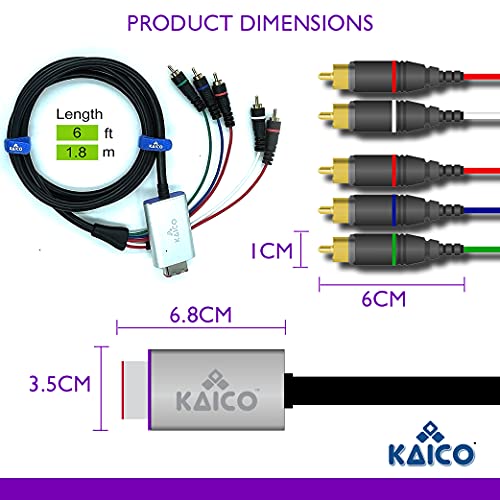 Cable adaptador de componente de GameCube para Nintendo GameCube con software GCVideo Lite. Admite video y audio completos. Una solución simple de adaptador Plug & Play GameCube de Kaico