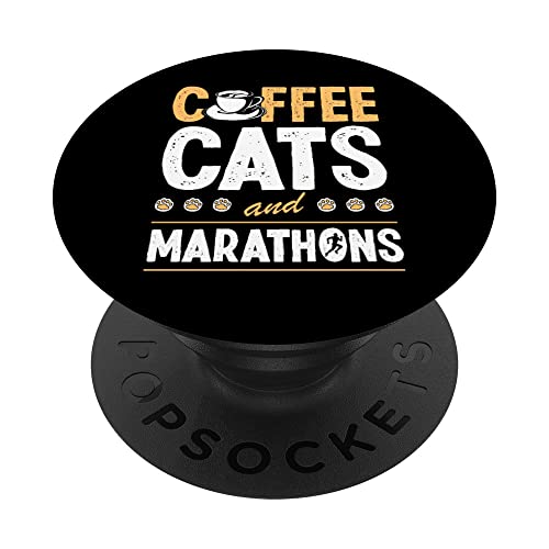 Café Gatos Y Maratones Divertido Corredor De Distancia PopSockets PopGrip Intercambiable