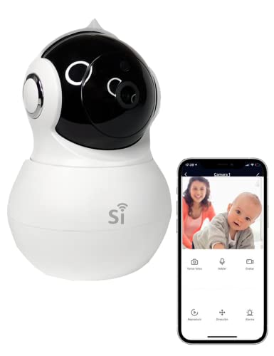 Camara vigilancia WiFi Interior, Compatible con Alexa, Smart Life, 360° 1080P, Si Smart. Admite Tarjeta SD 128 GB, Visión Nocturna, Audio Bidireccional, Detección de Movimiento.