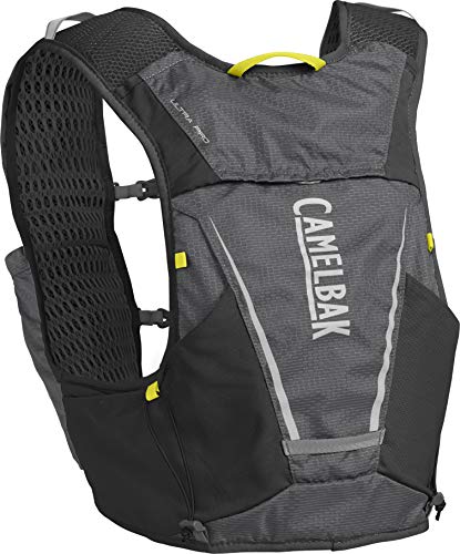 CamelBak Ultra Pro Vest 6 l + 2 Quick Stow Flask ½ (S,M,L) Run HIDRATACIÓN, Adultos Unisex, M Graphite/Sulphur Spring, 6 litros