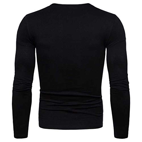 Camiseta de Manga Larga para Hombre Camiseta con Cuello Redondo Pectoral Pullover Top Sudadera (Color : 1, Size : XXL)