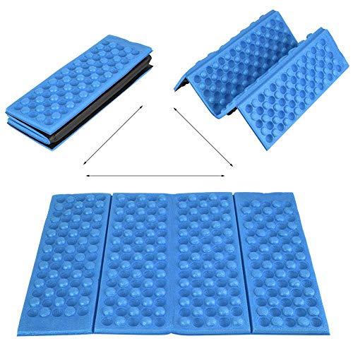 Camping Mat XPE Asiento Plegable Cuchion Mini Almohadilla de Espuma a Prueba de Humedad para Picnic Picnic Senderismo Escalada Camping Viajar(Azul + Negro)