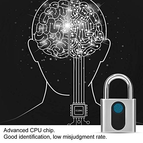 Candado de Huella Digital Inteligente, Cerradura Electrónica Antirrobo Candado de Seguridad Sin Llave con Reconocimiento de Huellas Dactilares