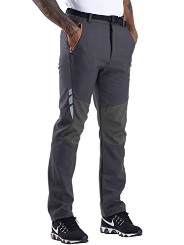 CARETOO Pantalón Deportivo con Cremallera y cinturón para Senderismo, Funcional, Trekking, Outdoor, Engrosado, Transpirable, de Secado rápido, Cortaviento y abrigado