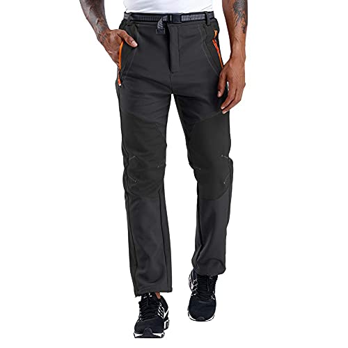 CARETOO Pantalones Trekking Hombre Primavera Verano Pantalones de Escalada Senderismo Alpinismo Invierno Polar Forrado Aire Libre (Negro sin Pilas, XXL)