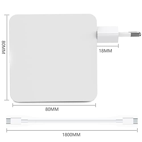 Cargador USB C, 96W USB C Adaptador para Mac Book Pro, Cargador Tipo C de 96W Reemplazo para 87W, 61W, 29W Incluye Cable USB C Compatible con Mac Book Air/Pro/Retina, iPad Pro, iPhone, Huawei, Samsung