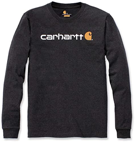 Carhartt Long-Sleeve Workwear Signature Graphic T-Shirt-Core Logo Camiseta, Carbon Heather, M para Hombre