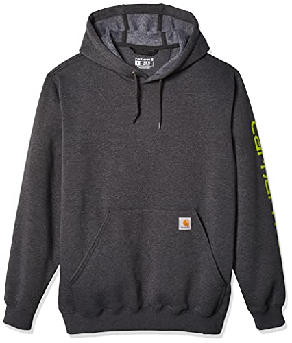 Carhartt Midweight Sleeve Logo Hooded Sweatshirt Sudadera con capucha, Carbon Heather, M para Hombre