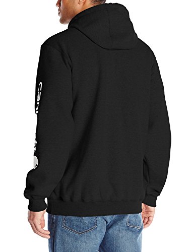 Carhartt Midweight Sleeve Logo Hooded Sweatshirt Workwear Original Fit Sudadera con Capucha con Logotipo de Manga Negro, XL, Black, Hombre