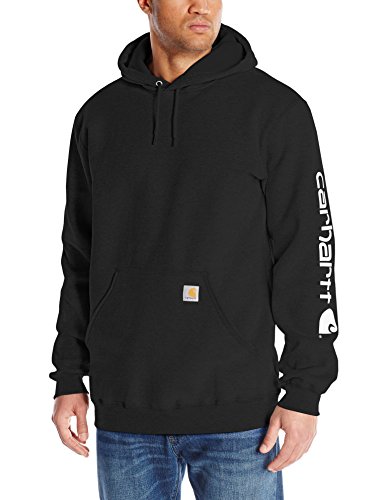 Carhartt Midweight Sleeve Logo Hooded Sweatshirt Workwear Original Fit Sudadera con Capucha con Logotipo de Manga Negro, XL, Black, Hombre