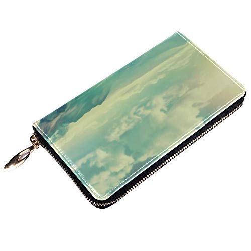 Cartera con Cremallera Alrededor y Embrague para teléfono, Bolso de Viaje de Piel, Organizador de Tarjetas, Cartera de muñeca, Paisaje de Alta montaña