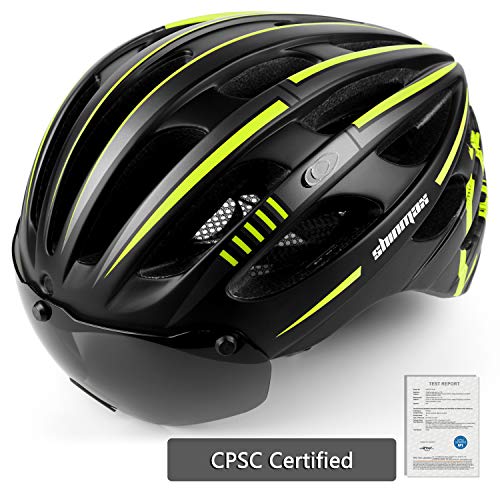 Casco Bicicleta Adulto, KINGLEAD Casco Bici Certificado CE con Luz Recargable USB Visera Protectora UV Magnética Desmontable Pegatina Luminosa Casco Bicicleta Mujer Hombre Carretera Montaña (KL-049)