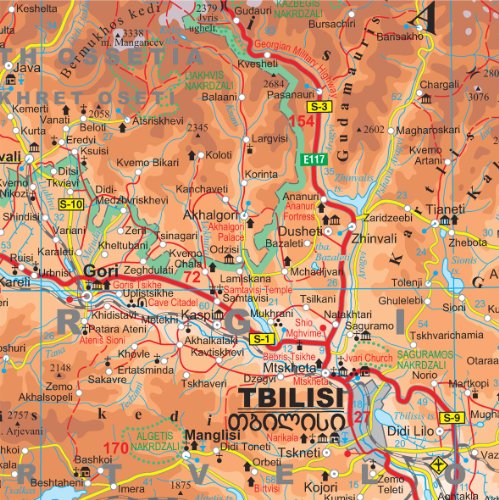 Cáucaso (Armenia, Azerbaiyán, Georgia) 1:1 000 000 Geográfica Mapa Gizi