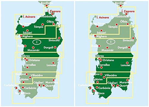 Cerdeña, norte y sur. Mapa con rutas cicloturistas y de carreteras. 2 mapas. Escala 1:150.000. Freytag & Berndt.: Set wegenkaarten 1:150 000: AK 0633 (Auto karte)