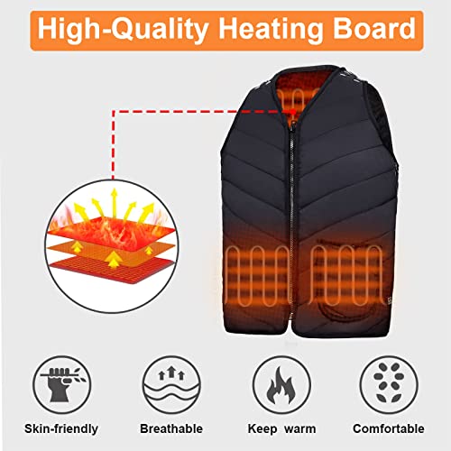 Chaleco Calefactable para Hombre Mujer - Chaquetas con Calefacción USB Eléctrico con 3 Niveles de Temperatura, Chaleco Térmico Invierno Pescar, Senderismo, moto - Tamaño Ajustable, Lavable-sin batería