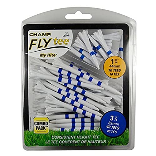 Champ My Hite Flytees Combo - Juego de Camisetas (83 mm, 50 Unidades), Unisex Adulto, TECHMHC83BL, Azul/Blanco, Talla única