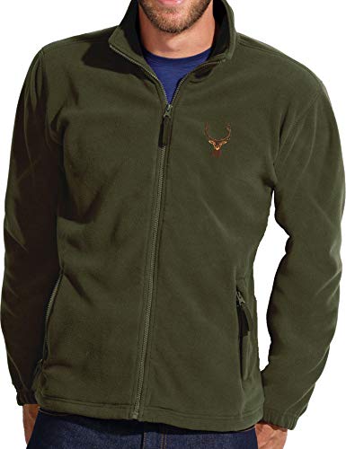 Chaqueta de Forro Polar: Ciervo - Regalo para Cazador - Chaqueta para Cazadora - Ropa de Caza - Cazadoras Hombre - Caza - Trabajo - Bosque - Animal - Fleece Jacket Outdoor - Hunter (L)