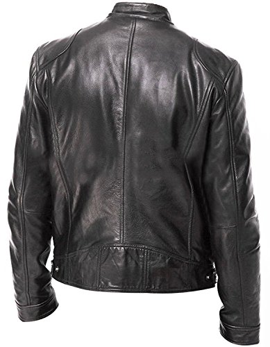 Chaqueta de piel de cordero para hombre de color negro marrón, Negro, XXXL