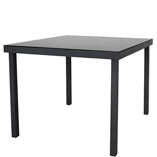 Chicreat - Mesa de aluminio Korfu, 90 x 90 x 74 cm, gris antracita