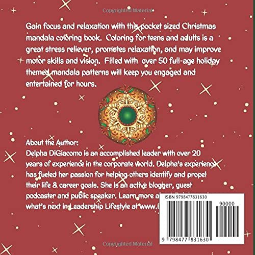 Christmas Mandalas: Festive Christmas Mandalas, Small 6 x 6 pocket sized Coloring Book for Teens and Adults, travel size