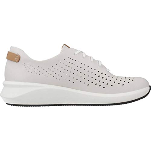 Clarks Un Rio Tie, Zapatillas Mujer, White Leather, 39 EU