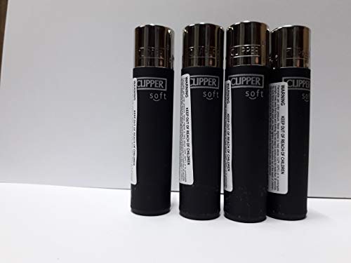 Clipper No. 26, Negro, Tacto Suave, Pack de 4 Encendedores