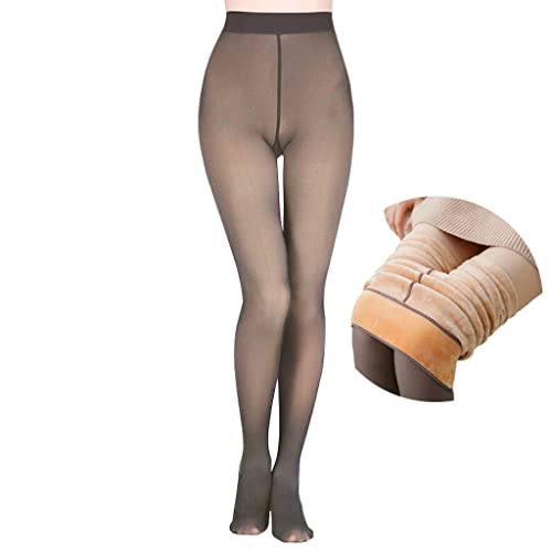 CM C&M WODRO Leotardos térmicos para mujer, con forro polar, falsos y sin pies, para invierno, Medias de café (220 g), Talla única