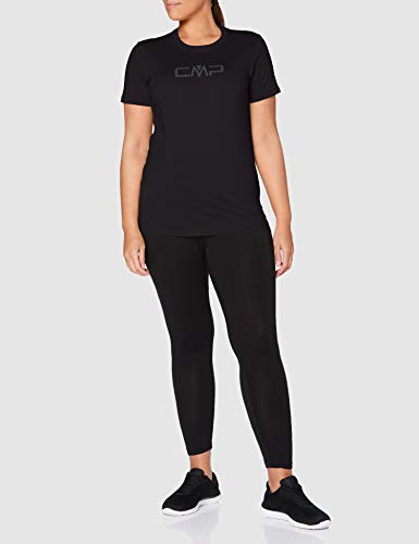 CMP Camiseta de Mujer Monocolor 100% algodón con Logotipo 30d6406p, Mujer, Camiseta, 30D6406P, Negro, D34