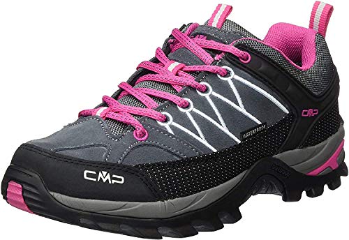 CMP Rigel Wp, Zapatos de Low Rise Senderismo para Mujer, Gris (Grey-Fuxia-Ice), 37 EU